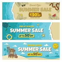 Set of Summer Sale Web Banner Design Template vector