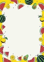 Summer Frame with Fresh Fruit Design Concept vector