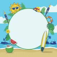 Summer Beach Frame Design with Blank Space for Text Design vector