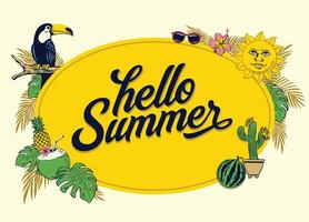Hello Summer Design Frame Background Concept vector