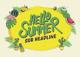 Summer Frame Background Concept Design with White Space for Text vector