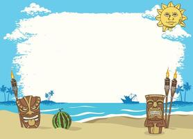 Summer Beach Background Concept Design with White Space for Text vector