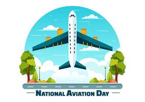 Illustration for National Aviation Day featuring a Plane and Sky Blue Background to First Successful Airplane and Controlled Flight Celebration vector