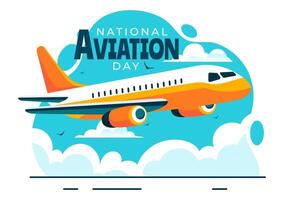 Illustration for National Aviation Day featuring a Plane and Sky Blue Background to First Successful Airplane and Controlled Flight Celebration vector