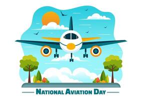 Illustration for National Aviation Day featuring a Plane and Sky Blue Background to First Successful Airplane and Controlled Flight Celebration vector