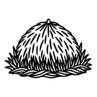 autumn and fall theme, line illustration of haystack vector