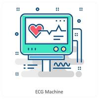 ECG Machine and ECG icon concept vector