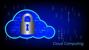 Cloud computing technology with Key Security concept online on cloud protection vector