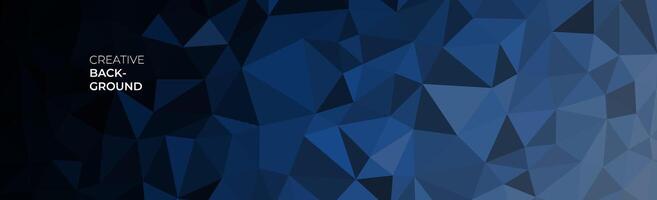 elegant blue banner background with triangles shape vector