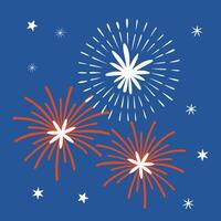 Fireworks and stars on blue background. vector
