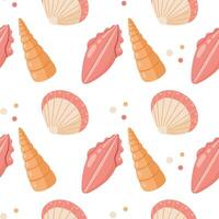 Sea shells seamless pattern. Trendy pattern of seashells for wrapping paper, wallpaper, stickers, notebook cover. vector