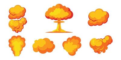 Flame icons set. Cartoon illustration of explosion icons for web design vector