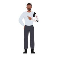 Disabled bearded Man in Robotic Hand Prosthesis. vector