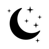 Crescent moon with stars icon on white background. Night icon. Crescent moon icon. Minimalist style. vector