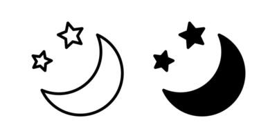 Crescent moon with stars icon on white background. Night icon. Crescent moon icon. Minimalist style. vector