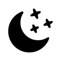 Crescent moon with stars icon on white background. Night icon. Crescent moon icon. Minimalist style. vector
