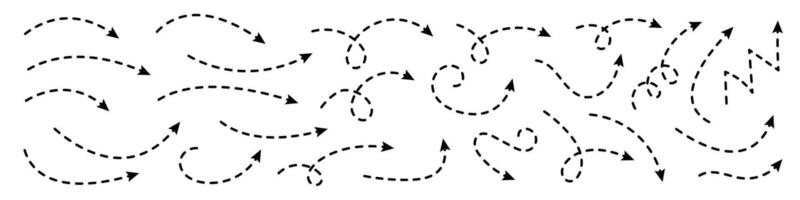 Curved dotted arrow. Zigzag arrow stripes design with dotted lines. vector