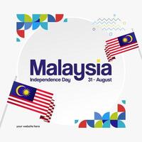 Malaysia Independence Day banner in modern geometric style. Square banner for website and poster with typography. Background for National holiday celebration. Happy Independence Day of Malaysia vector