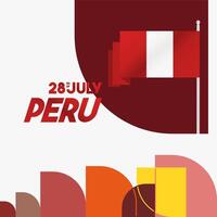 Peru Independence Day banner in modern geometric style. Square banner for website and social with typography. Background for National holiday celebration. Happy Independence Day of Peru vector