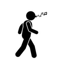 illustration of a flat stick figure character whistling vector