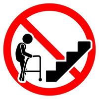 sign prohibiting disabled people from passing through the staircase because it is dangerous vector