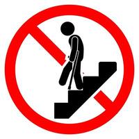 sign prohibiting disabled people from passing through the staircase because it is dangerous vector