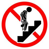 sign prohibiting disabled people from passing through the staircase because it is dangerous vector