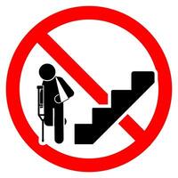 sign prohibiting disabled people from passing through the staircase because it is dangerous vector