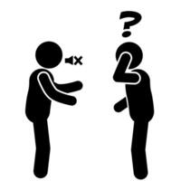 illustration of a flat stick figure character with a speech impairment communicating vector