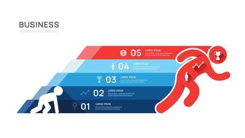 man run 5 steps to goal infographic template for business, presentation infographics. vector