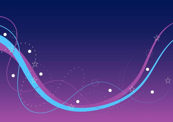 Flowing smooth and swirl wave pattern line with white star on blue and purple background. Abstract stripes ribbons for banners, wallpaper, and backdrop, cover book. Fairy concept.