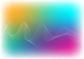 Flowing smooth wave pattern on a pastel pink, purple, yellow and blue background. Internet network and communication signal technology, fiber optic line. Science and music backdrop. vector