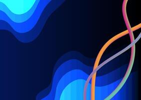 Flowing smooth wave pattern and 3d line on blue background. Internet network and communication signal technology, fiber optic line. Science and music backdrop. vector