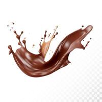 Chocolate splash isolated on white background. Realistic illustration. vector