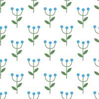 Seamless pattern with blue flowers. Spring and summer floral background. Design for wallpaper, wrapping paper, background, fabric. flat illustration. vector