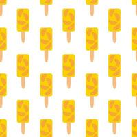 Seamless pattern. Ice cream with orange slice on stick. Summer time sweet food background. flat illustration. vector