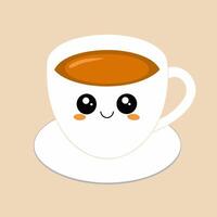 A cartoon cup with a smiling face on it vector