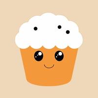 A cartoon cupcake with a big smile on its face vector