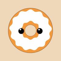 A cartoon donut with a smiling face on it vector