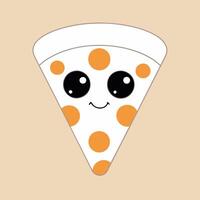 A cartoon pizza with a smiling face and orange and white dots vector