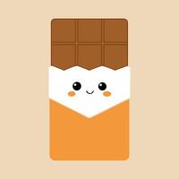 A cartoonish drawing of a chocolate bar with a smiling face on it vector