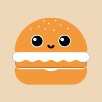 A cartoon burger with a smile on its face vector