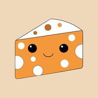 A cartoon cheese slice with a smiley face on it vector