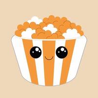 A cartoonish bowl of popcorn with a smiling face vector