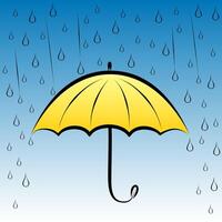 Yellow umbrella and rain illustration vector