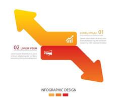 2 data infographics arrow up and down layout template. Illustration business stocks abstract background. vector