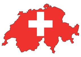 Switzerland map with flag - outline of a state with a national flag, white background vector
