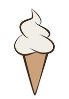 ice cream - lemon soft serve ice cream in a cone, color illustration isolated on white background vector