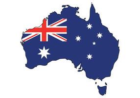 Australia map with flag - outline of a state with a national flag, white background vector