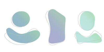 Blue green liquid halftone drops water shapes set, splashes collection. Paint spot, blot, rain puddle, oil blobs. Irregular abstract graphic design elements Transparent background. illustration vector